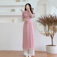 Soft cotton ao dai with 4 youthful stylized bows _ Lyna store1993