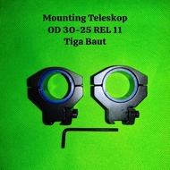 Mounting 3 baut od 30-25 rel 11 pendek mounting teleskop
