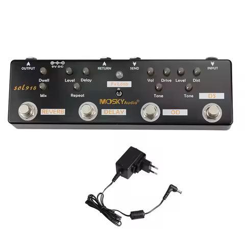 MOSKY Sol918 5-in-1 Guitar Multi-Effect Pedal Distortion Delay Reverb Overdrive Effect Pedal FX Loop