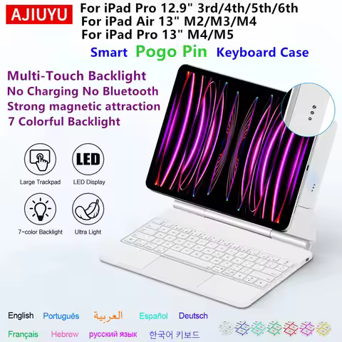 Smart Pogo Pin Keyboard Case for iPad Air 13 inch M4 2026 M3 M2 iPad Pro 12 9 12.9 13" Magnetic Case