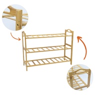 Natural Bamboo Shoe Rack/Durable Wooden Shoe Organizer 3,4,5 Tiers