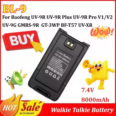 New BL-9 7.4V 8000mAh Walkie Talkie Battery for Baofeng UV-9R UV-9R Plus UV-9R Pro V1/V2 UV-9G GMRS-