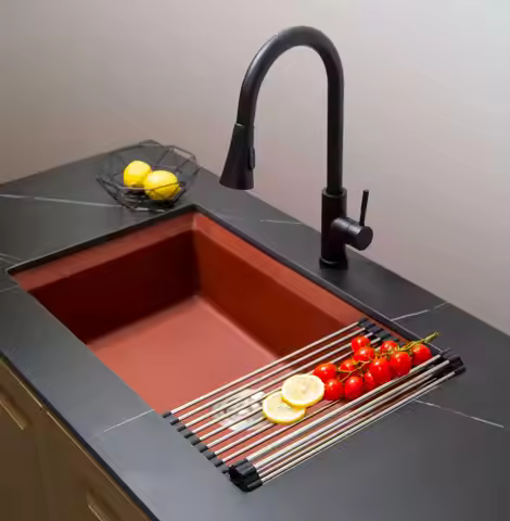 Customizable Matte Black Modern Composite Granite Kitchen Sink Above Counter Drop in Wash Basin Easy