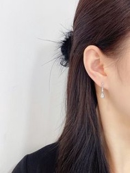 18K金鑲培育鑽石水滴耳墜（跟18K金耳堵）