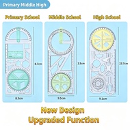 1PCS Rotating Geometry Template Ruler, Ellipse Circle Stencil for Student Drawing Craft