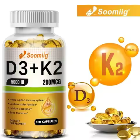 Vitamin D3 5000IU and 200 Mcg Vitamin K2 (MK-7) Capsules for Calcium Absorption, Bone Regeneration, 