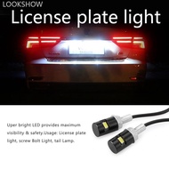 LOOKSHOW 2Pcs Motorcycle Number License Plate Lights 12V LED 5630 SMD Auto Tail Front Screw Bolt Bul