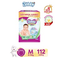 Tã/bỉm quần Bobby siêu thấm khô thoáng Mega Jumbo M112+8 - Lõi nén thần kỳ 3mm
