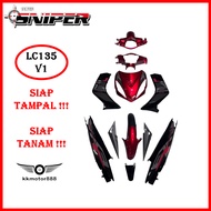 [FULL TANAM ] SNIPER COVERSET LC LC135 V1 EXCITER RC RED BLACK / HITAM MERAH EXCITER RC