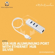 Anker A7514 USB Hub Aluminum 3 Port 3.0 with Ethernet Converter Silver