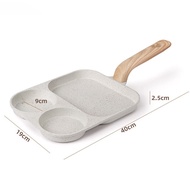 NIUFLY 3-Cavity Egg Pan Induction Frying Pan 40x19cm Non-Stick Omelette Pan Pancake Pan Breakfast Co