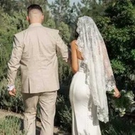 Wedding Embroidered 1 Layer Fingetip Length Veil Flower Bridal Cape Shawl