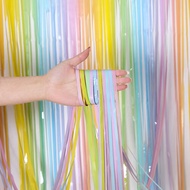 Macaron Colorful Rain Silk Curtain Gradient Color Stitching Rain Silk Curtain Wedding Party Backgrou