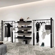 Hanger Women's Clothing Store Black Wall-Mounted Men Wall-Mounted Rack Clothing Store Shelf Display 