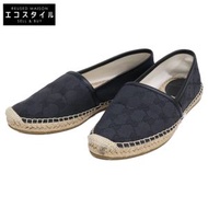 Gucci 466902 GG提花草編鞋/平底鞋，尺寸 36 1/2