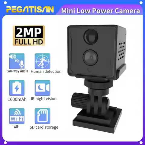 Mini Wifi Security Camera 2MP Hidden IP Camera 1600mAh Big Battery Low Power Voice Intercom CCTV Cam