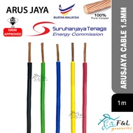(1 METER) 1.5mm ARUS JAYA Mega Full Cooper PVC Insulated Power Cable Wire/Electrical Kabel PVC Bersa