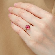 心之火焰光環鑲包鑲天然剛玉雙色18k金戒指藍寶石戒指紅寶石戒指