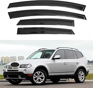 Window Visor Compatible with BMW X3 2003-2010, Rain Guard Tape-On Extra Durable Sun Wind Air Side Ve