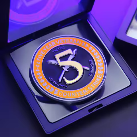 CSGO CS GO Counter Strike Design Five Year Veteran Coin 5 years Medal/Coin - 5 Year Coin Limited Col