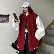 Varsity/Baseball/Bomber Jacket Maroon - Jaket Baseball Varsity Bomber Oversize M-3XL Bahan Fleece Pr