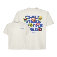 Áo thun boxy chill vibes 2104 Miucho cổ tròn vải cotton 2c 250gsm đứng form in mix