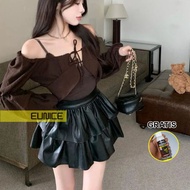 Eunice Women's Mini Leather Layered Skirt