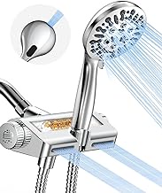 Dual Shower Head With Handheld Combo, MakeFit High Pressure Shower Head with Filter, Massage Spray, 9 Modes Hand Held Shower Head with Buit-in Power Wash, 2-IN-1 SPA System with Stainless Steel Hose