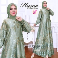 (COD) Husna Dress Gamis Silky Premium Motif Kiara - Gamis Maxmara Silk motif Terbaru
