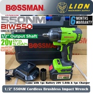 BOSSMAN 20V 1/2'' 550NM Cordless Brushless Impact Wrench BIW550 with 1pc Battery 5.0Ah & 1pc Charger