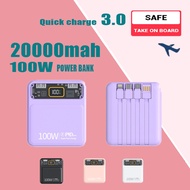 【SG Ready Stock】100W Fast Charging Power Bank 20000mah Power bank Built-in 4 Cables Fast Charge PowerBank