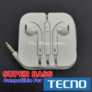 Headset Super Bass Stereo For TECNO Spark Go Spark Go 2022 Spark 3 Spark 3 Pro Spark 4 Spark 5