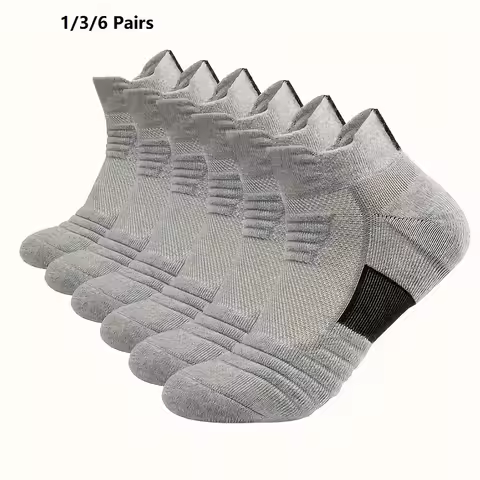 1-6 Pairs New Men Sports Running Fitness Flight Short Tube Socks Women's Towel Bottom Basketball Soc