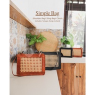 Simple Bag / - ROUND Rattan / Rattan Leather Bag, Cowhide Rattan Bag, Leather, Unique Tote Bag, Shou