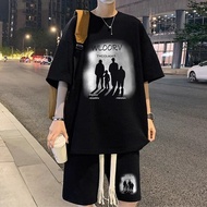 Baju set seluar Seluar pendek lengan pendek sukan musim panas lelaki wafel dua helai pakaian musim p