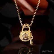 Name S925 Silver Engraved 100 Black White Female Necklace I Love You Language Lock Text Key Color Ph