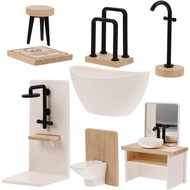 BESTonZON 8pcs Set Bilik Mandi Miniatur Rumah Anak Patung Skala 1:12 Aksesori Bilik Mandi Kabinet Bi