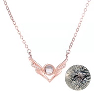 [Sincerer] Custom Photo Memory Necklace Photo Projection Necklace Wing Necklace Customized Photo or 