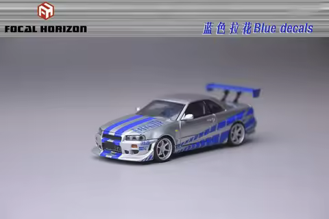 Focal Horizon FH 1:64 R34 C-West FNF Silver-Blue Die-Cast Car Models Gifts