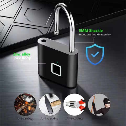 KERUI Fingerprint Lock Keyless USB Charging Smart Padlock Waterproof Door Lock 0.2sec Unlock Portabl