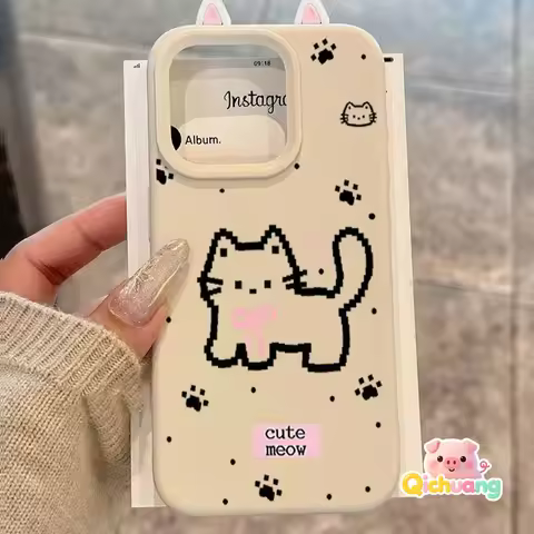 Cute Cat Ear Phone Case For OnePlus Turbo 6 6V 15 15R 13 13R Ace 6 6T 5 Pro 5G 4G Cartoon Cat Paw Si