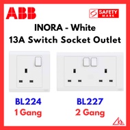 ABB INORA【1 Gang / 2 Gang】13A Switch Socket Outlet (White)