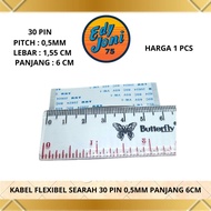 30 PIN LCD FLEXIBLE CABLE, SMOOTH, 6 CM LENGTH, 1.55 CM WIDTH, 0.5 MM PITCH