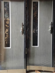 pintu kamar mandi pvc lux grade super motif kaca cermin burung kasuari nusantara warna grey silver corak khas serat ulir urat kayu