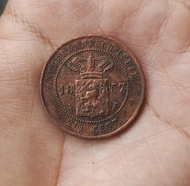 Coin Netherlandsch Indie 2 1/2 Cent Benggol 1 duit tahun 1857 Kondisi sama seperti Fotonya t512