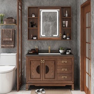 "Toilet Storage Cabinet With Mirror Bathroom Sink Stainless Steel Bathroom Cabinet With Mirror Sink "New Chinese Style Red Oak Stone Plate Solid Wood Smart Face Washing without Dead Corners Easy to Care 22 dian