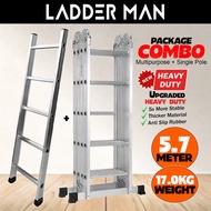 20STEP (5.7M) Heavy Duty Aluminium Multipurpose Ladder Tangga Lipat Folding Ladder Work Ladder 5 Ste