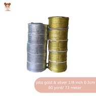 Gold ribbon silver glitter/ 0.3 cm 1/ 8 inch per roll 80 yards or 73 meters wholesale gold silver/