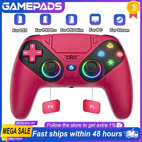 RGB For Playstation 5 Controller Control Ps5 Pro/Ps5 Slim Hall Joystick Dual Vibration Gamepad Turbo