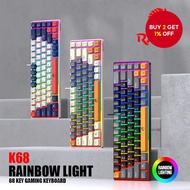 Leju K68 Gaming Keyboard Wireless 68 Programmable Keys RGB Lighting USB Keyboard Mechanical for PC
